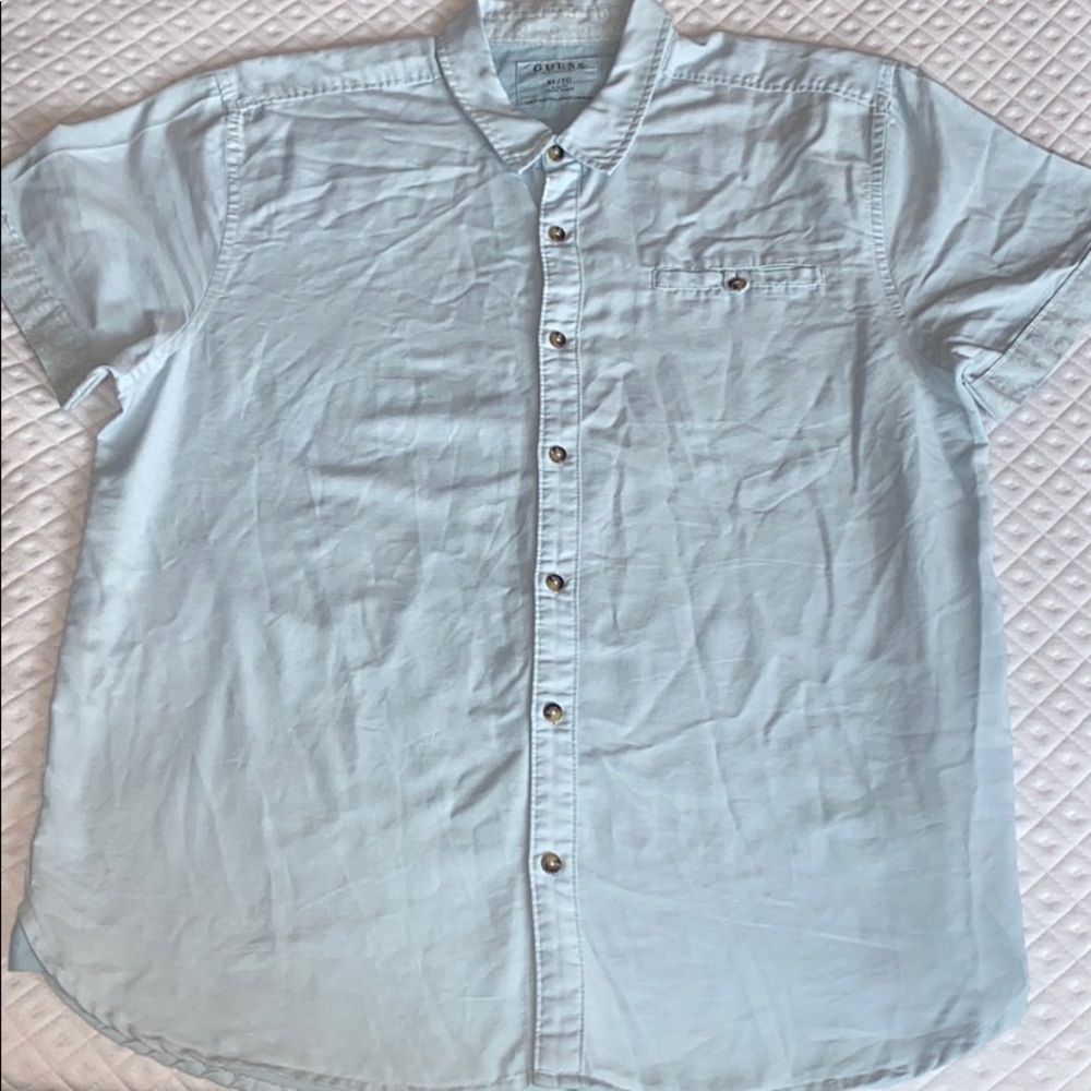 GUESS Los Angeles BabyBlue ShortSleeve Dress Shirt